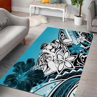 Polynesian Valentine Area Rug Couple Floral Unique Sky Blue Version LT01 - Polynesian Pride