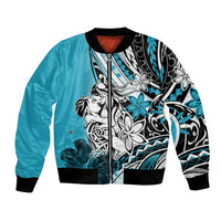 Polynesian Valentine Bomber Jacket Couple Floral Unique Sky Blue Version LT01 Unisex Sky - Polynesian Pride