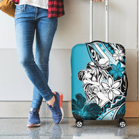 Polynesian Valentine Luggage Cover Couple Floral Unique Sky Blue Version LT01 - Polynesian Pride