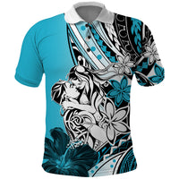 Polynesian Valentine Polo Shirt Couple Floral Unique Sky Blue Version LT01 Sky - Polynesian Pride