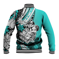 Polynesian Valentine Baseball Jacket Couple Floral Unique Turquoise Version LT01 - Polynesian Pride