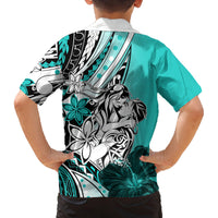 Polynesian Valentine Family Matching Summer Maxi Dress and Hawaiian Shirt Couple Floral Unique Turquoise Version LT01 - Polynesian Pride