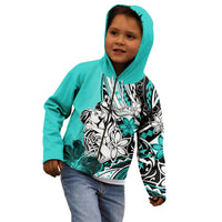 Polynesian Valentine Kid Hoodie Couple Floral Unique Turquoise Version LT01 - Polynesian Pride