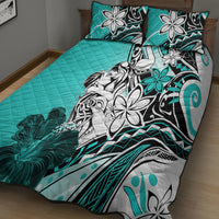 Polynesian Valentine Quilt Bed Set Couple Floral Unique Turquoise Version LT01 - Polynesian Pride