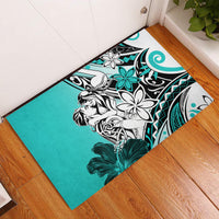 Polynesian Valentine Rubber Doormat Couple Floral Unique Turquoise Version LT01 Turquoise - Polynesian Pride
