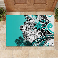 Polynesian Valentine Rubber Doormat Couple Floral Unique Turquoise Version LT01 - Polynesian Pride
