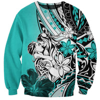 Polynesian Valentine Sweatshirt Couple Floral Unique Turquoise Version LT01 Unisex Turquoise - Polynesian Pride