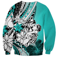 Polynesian Valentine Sweatshirt Couple Floral Unique Turquoise Version LT01 - Polynesian Pride