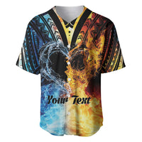 Personalised Polynesian Heart In Fire And Water Baseball Jersey Romantic Elements LT01 Colorful - Polynesian Pride