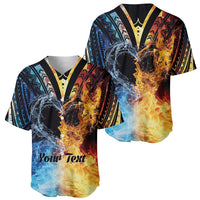 Personalised Polynesian Heart In Fire And Water Baseball Jersey Romantic Elements LT01 - Polynesian Pride