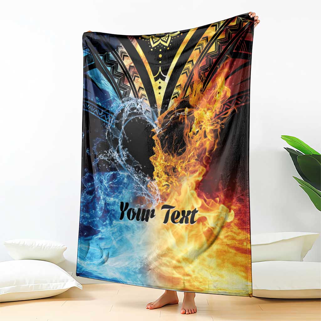 Personalised Polynesian Heart In Fire And Water Blanket Romantic Elements