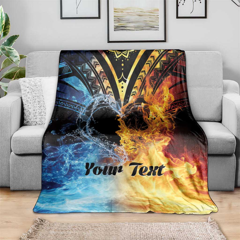 Personalised Polynesian Heart In Fire And Water Blanket Romantic Elements