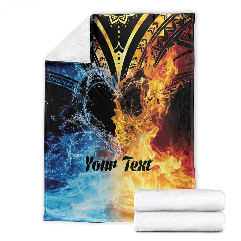 Personalised Polynesian Heart In Fire And Water Blanket Romantic Elements