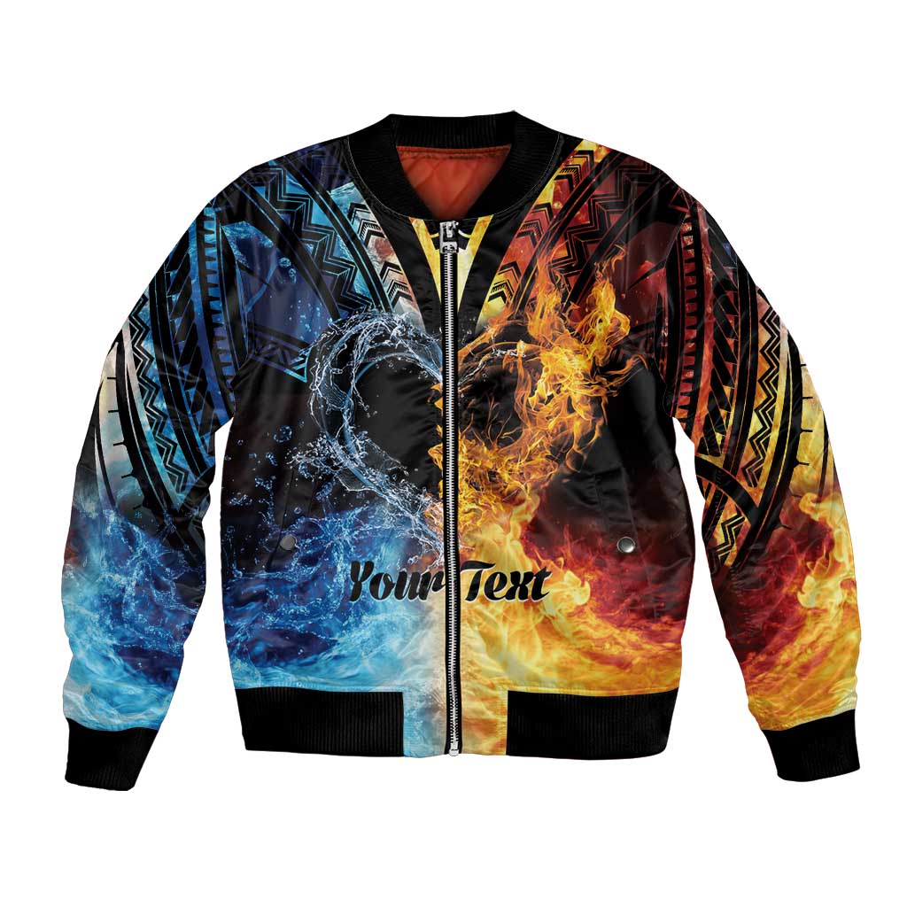 Personalised Polynesian Heart In Fire And Water Bomber Jacket Romantic Elements