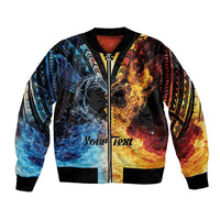 Personalised Polynesian Heart In Fire And Water Bomber Jacket Romantic Elements