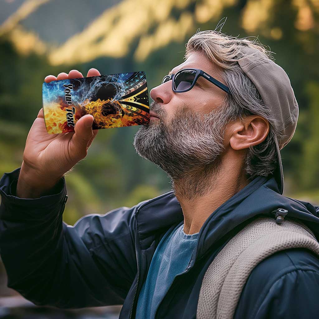 Personalised Polynesian Heart In Fire And Water 4 in 1 Can Cooler Tumbler Romantic Elements