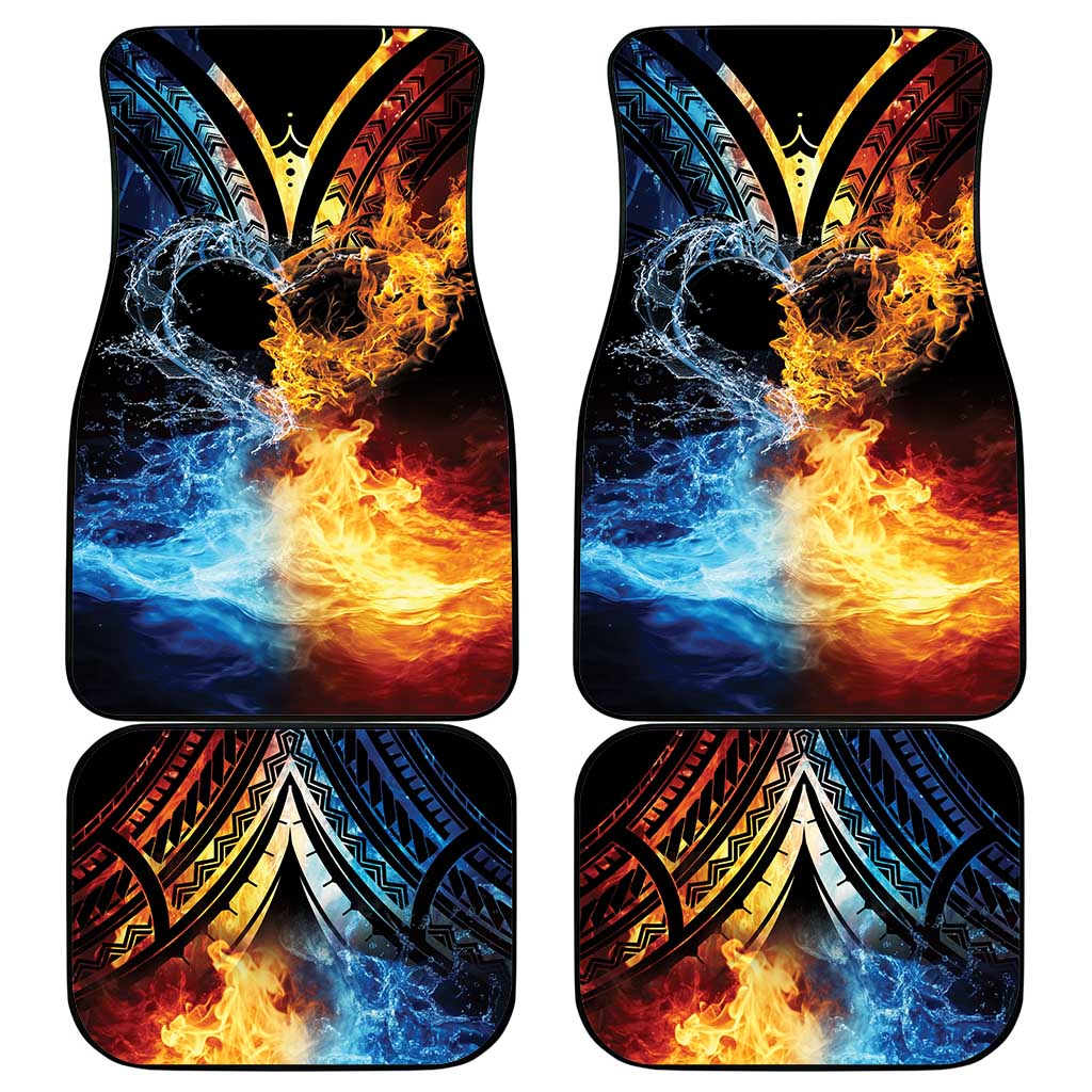 Personalised Polynesian Heart In Fire And Water Car Mats Romantic Elements