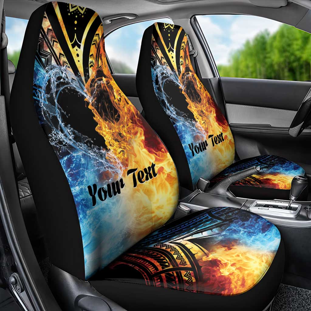 Personalised Polynesian Heart In Fire And Water Car Seat Cover Romantic Elements