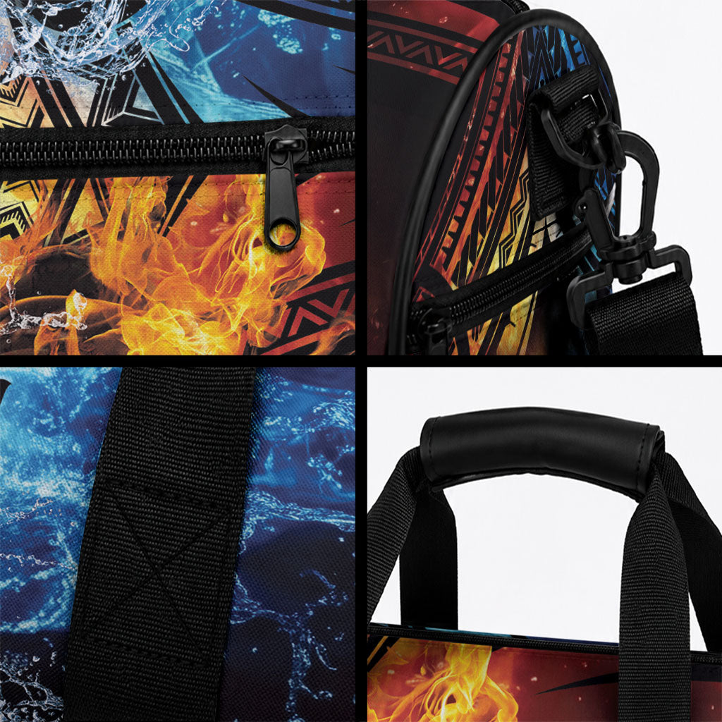Personalised Polynesian Heart In Fire And Water Duffle Bag Romantic Elements LT01 - Polynesian Pride