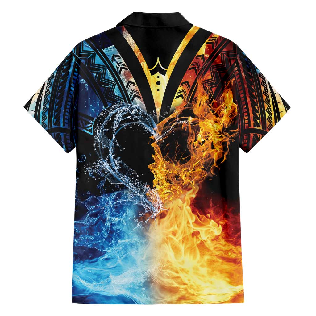 Personalised Polynesian Heart In Fire And Water Family Matching Short Sleeve Bodycon Dress and Hawaiian Shirt Romantic Elements LT01 - Polynesian Pride