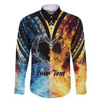 Personalised Polynesian Heart In Fire And Water Family Matching Short Sleeve Bodycon Dress and Hawaiian Shirt Romantic Elements LT01 Dad's Shirt - Long Sleeve Colorful - Polynesian Pride
