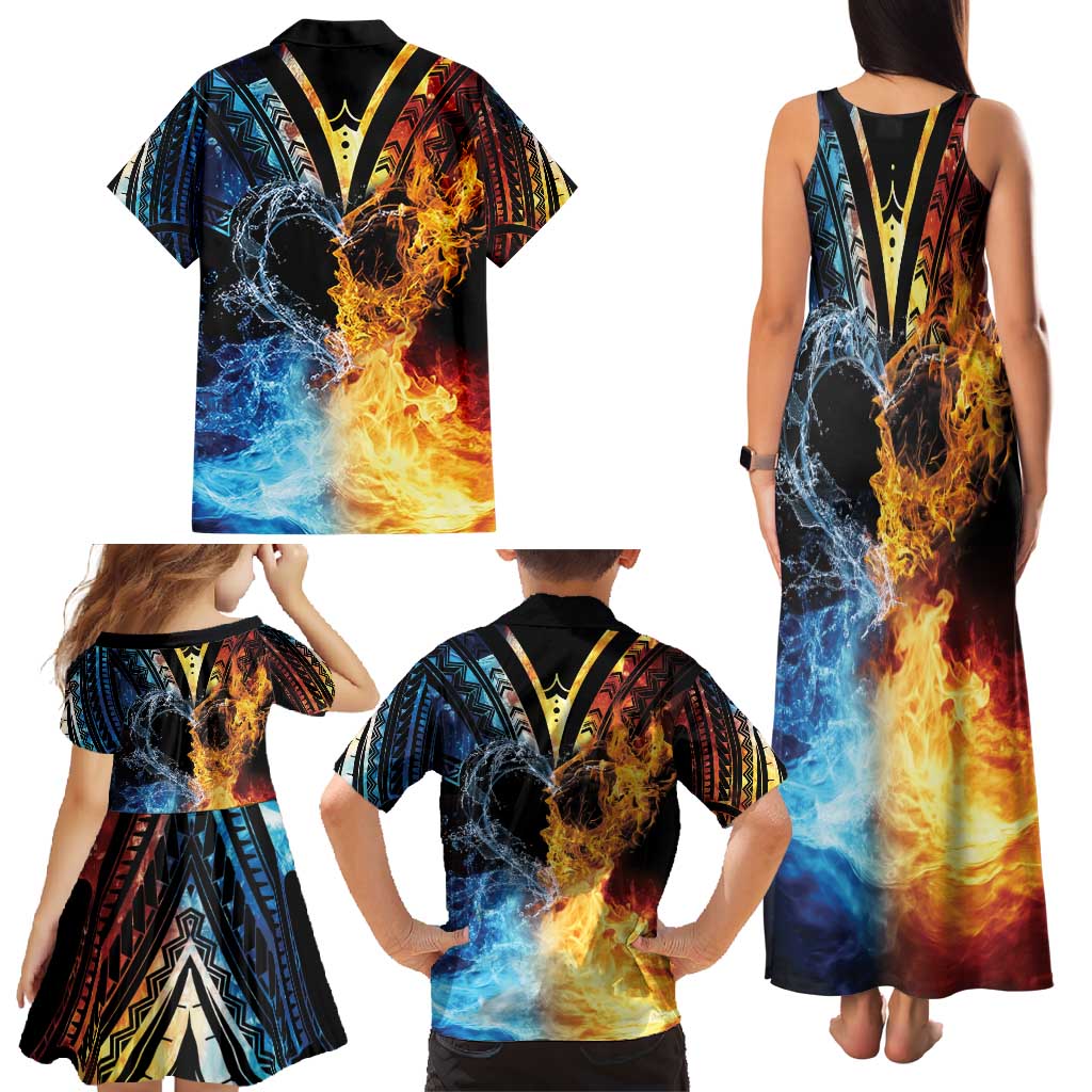 Personalised Polynesian Heart In Fire And Water Family Matching Tank Maxi Dress and Hawaiian Shirt Romantic Elements LT01 - Polynesian Pride