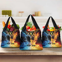 Polynesian Heart In Fire And Water Grocery Bag Romantic Elements