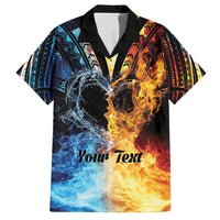 Personalised Polynesian Heart In Fire And Water Hawaiian Shirt Romantic Elements