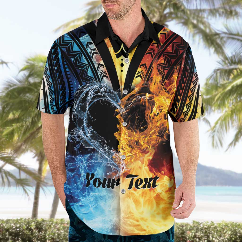 Personalised Polynesian Heart In Fire And Water Hawaiian Shirt Romantic Elements