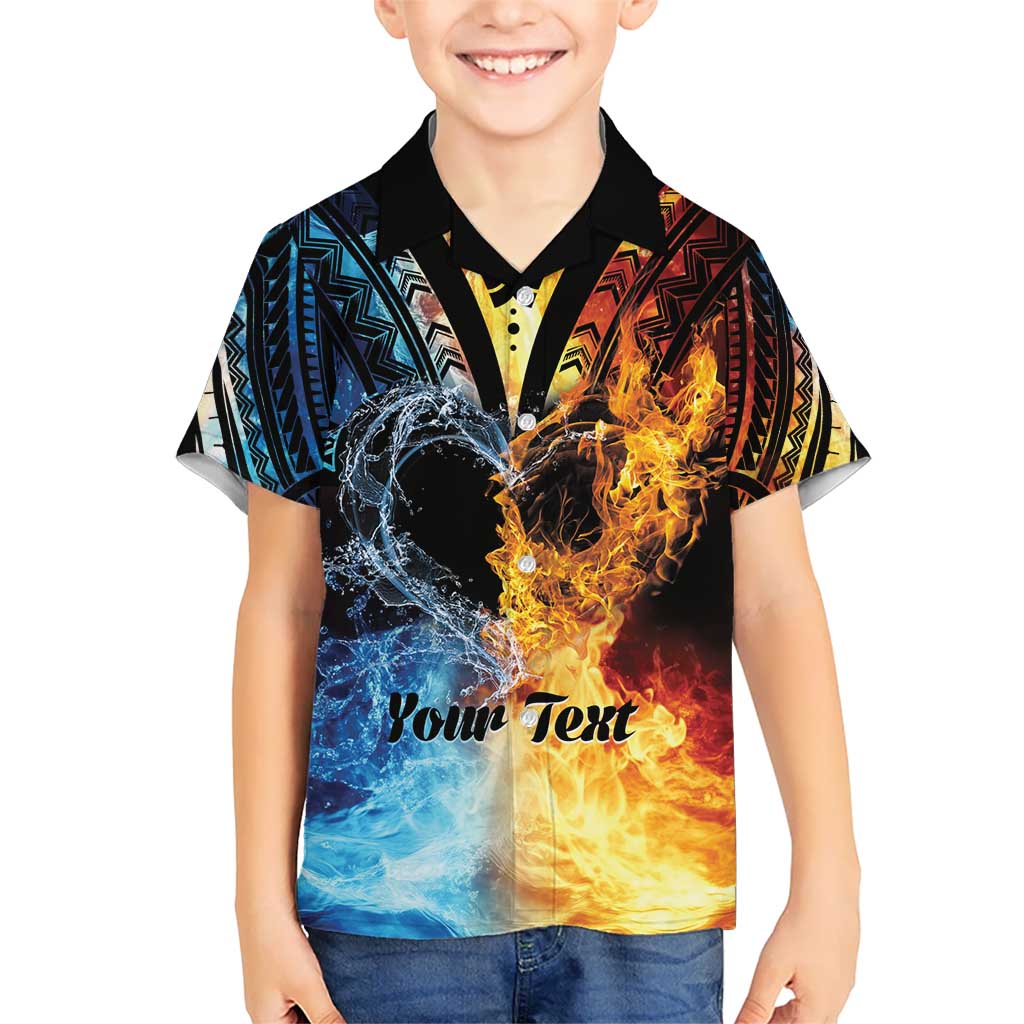Personalised Polynesian Heart In Fire And Water Hawaiian Shirt Romantic Elements