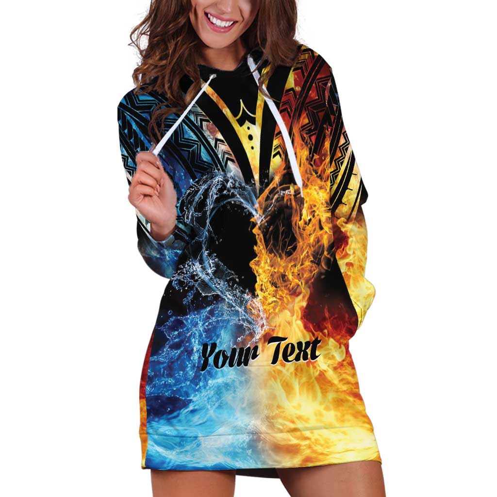 Personalised Polynesian Heart In Fire And Water Hoodie Dress Romantic Elements