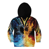 Personalised Polynesian Heart In Fire And Water Kid Hoodie Romantic Elements