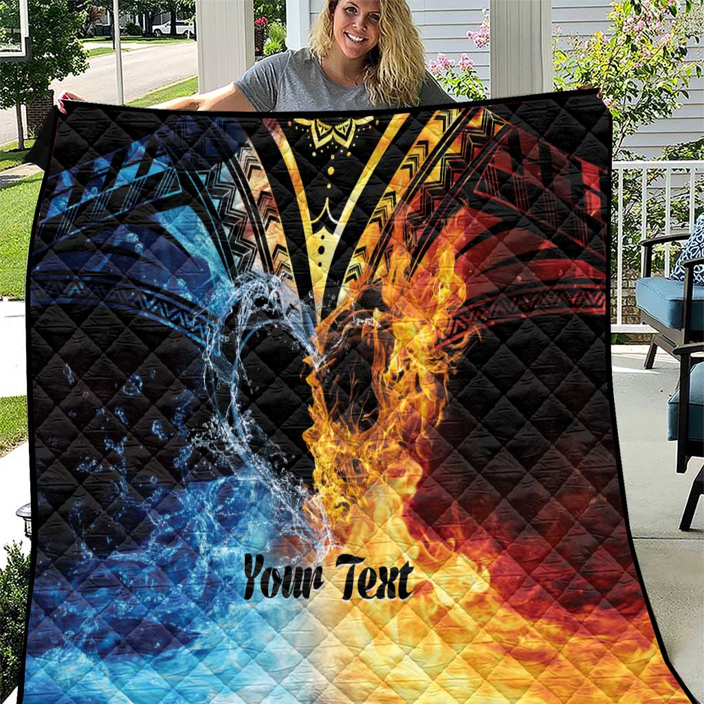 Personalised Polynesian Heart In Fire And Water Quilt Romantic Elements LT01 Colorful - Polynesian Pride
