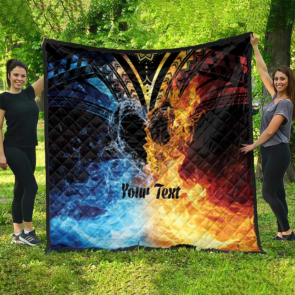Personalised Polynesian Heart In Fire And Water Quilt Romantic Elements LT01 - Polynesian Pride