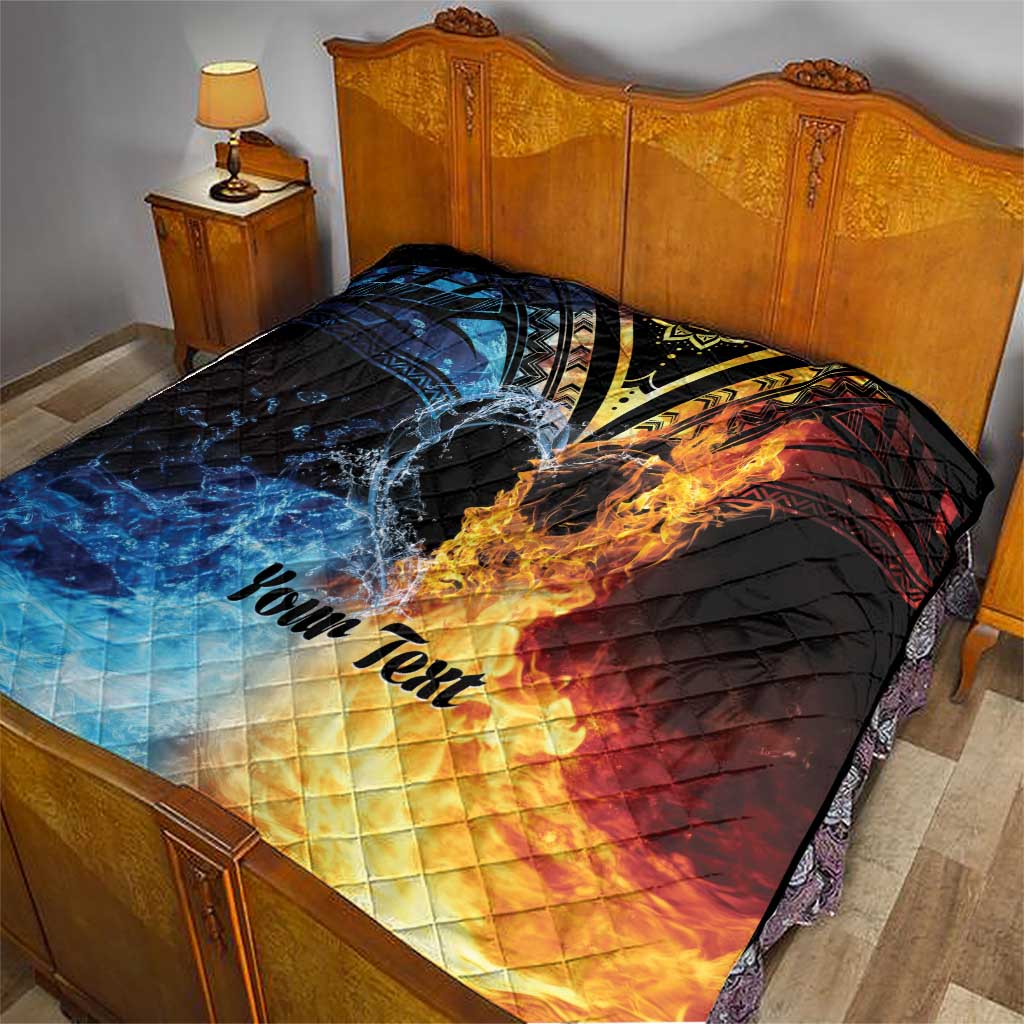 Personalised Polynesian Heart In Fire And Water Quilt Romantic Elements LT01 - Polynesian Pride