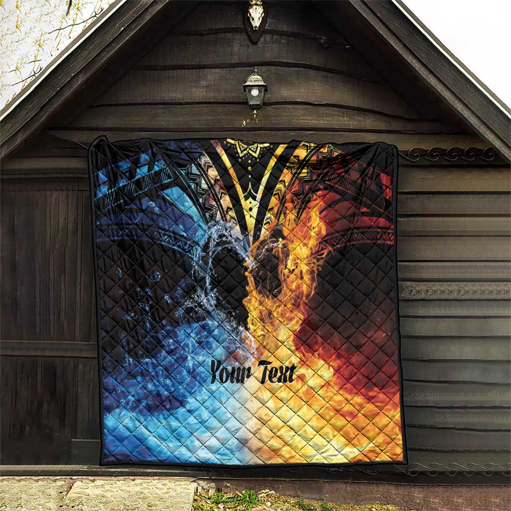 Personalised Polynesian Heart In Fire And Water Quilt Romantic Elements LT01 - Polynesian Pride