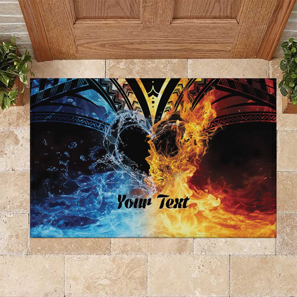 Personalised Polynesian Heart In Fire And Water Rubber Doormat Romantic Elements LT01 Colorful - Polynesian Pride