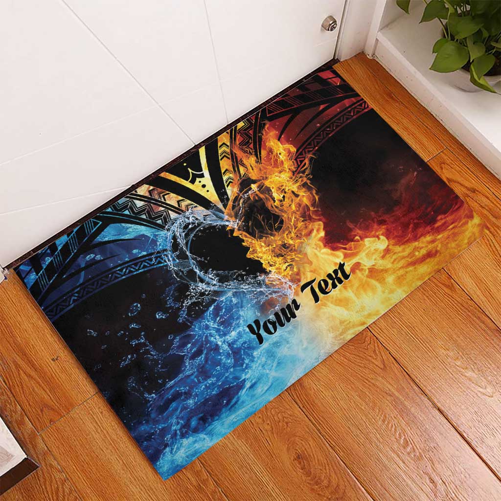Personalised Polynesian Heart In Fire And Water Rubber Doormat Romantic Elements LT01 - Polynesian Pride