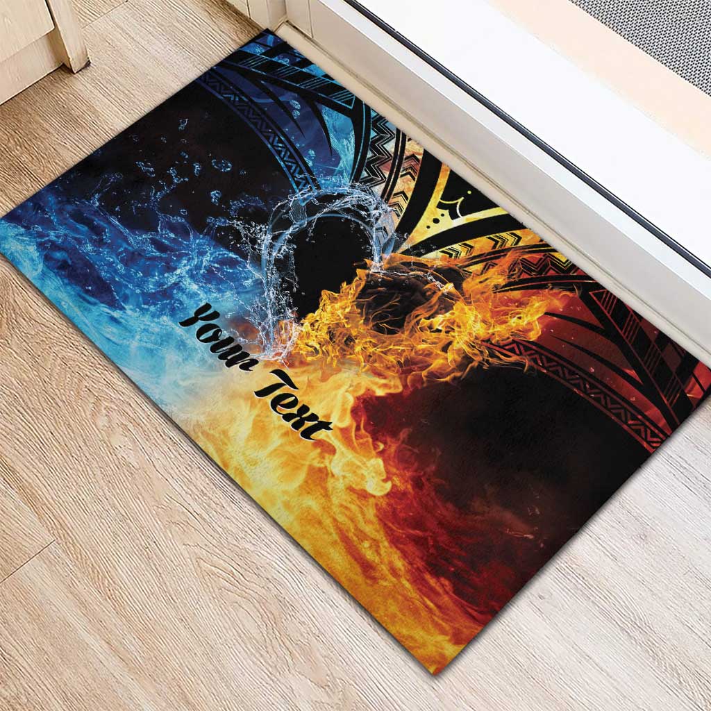 Personalised Polynesian Heart In Fire And Water Rubber Doormat Romantic Elements LT01 - Polynesian Pride