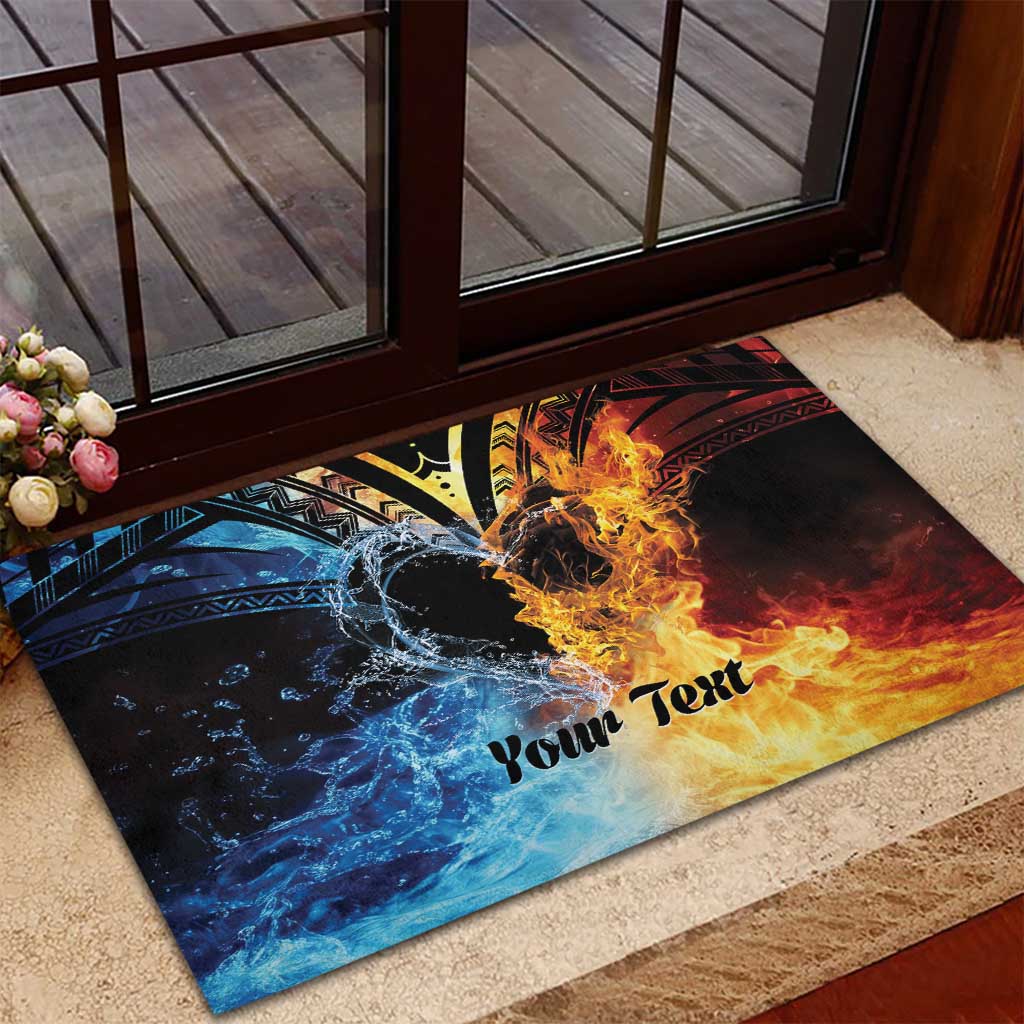 Personalised Polynesian Heart In Fire And Water Rubber Doormat Romantic Elements LT01 - Polynesian Pride