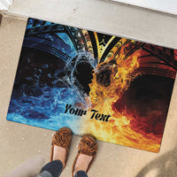 Personalised Polynesian Heart In Fire And Water Rubber Doormat Romantic Elements LT01 - Polynesian Pride
