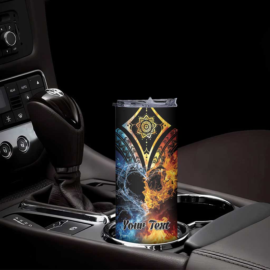 Personalised Polynesian Heart In Fire And Water Skinny Tumbler Romantic Elements