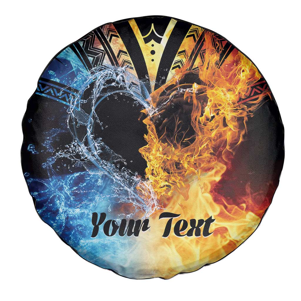 Personalised Polynesian Heart In Fire And Water Spare Tire Cover Romantic Elements