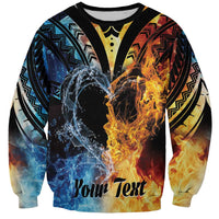 Personalised Polynesian Heart In Fire And Water Sweatshirt Romantic Elements LT01 Unisex Colorful - Polynesian Pride