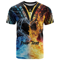 Personalised Polynesian Heart In Fire And Water T Shirt Romantic Elements LT01 Colorful - Polynesian Pride