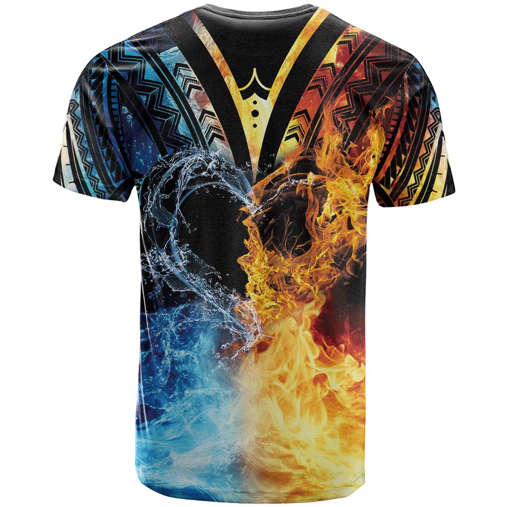 Personalised Polynesian Heart In Fire And Water T Shirt Romantic Elements LT01 - Polynesian Pride
