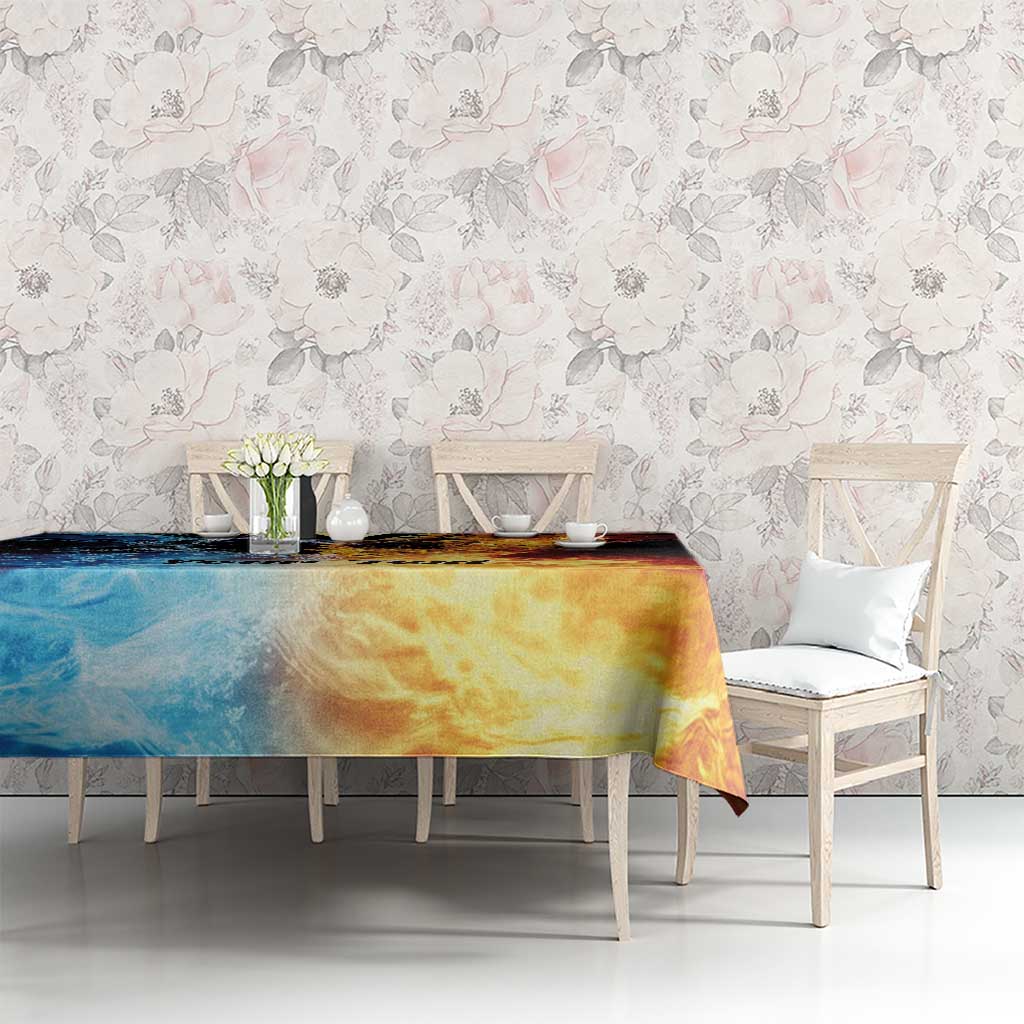 Personalised Polynesian Heart In Fire And Water Tablecloth Romantic Elements LT01 - Polynesian Pride