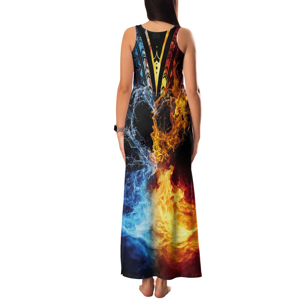 Personalised Polynesian Heart In Fire And Water Tank Maxi Dress Romantic Elements