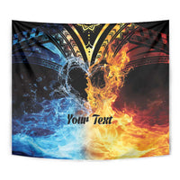 Personalised Polynesian Heart In Fire And Water Tapestry Romantic Elements