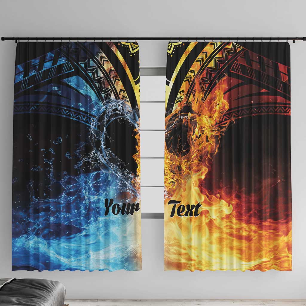 Personalised Polynesian Heart In Fire And Water Window Curtain Romantic Elements